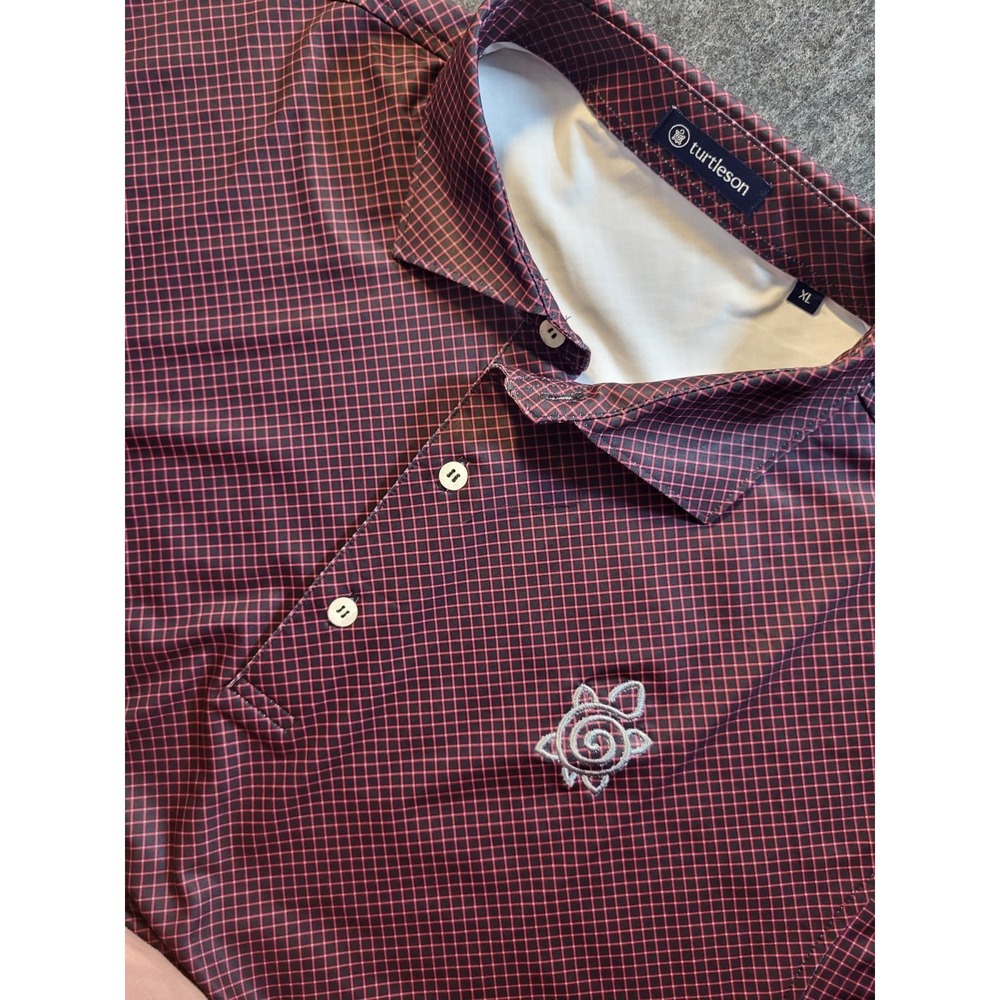 Turtleson Golf Polo Short Sleeve Men's XL Geometric Diamond Pattern  Red Black